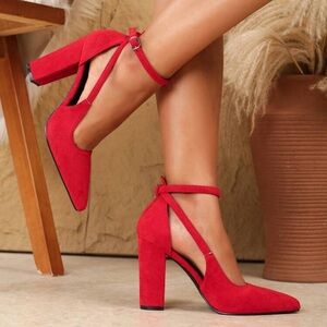 Women Fashion Pointed Toe Chunky Heel High Heels, Sexy Casual Party Work Shoes